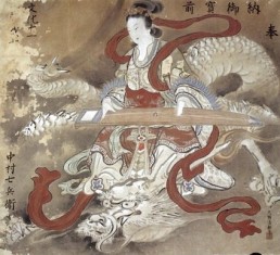 Benten bodhisattva con un dragon diosa de la música y de las artes