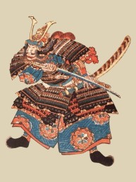 samurai japonés en posición de lucha